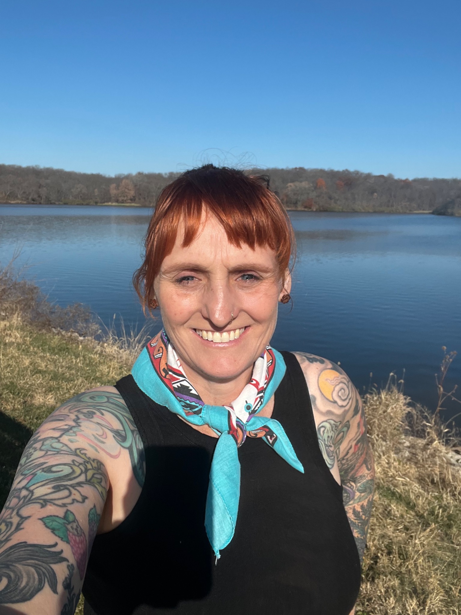 Mia Countryman outdoors by the water